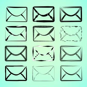 Icons of mail in different styles Stock Illustration