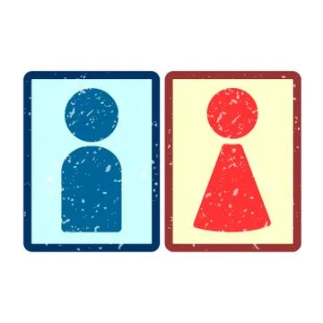 Icons of man and woman, covered in white grit Stock Illustration