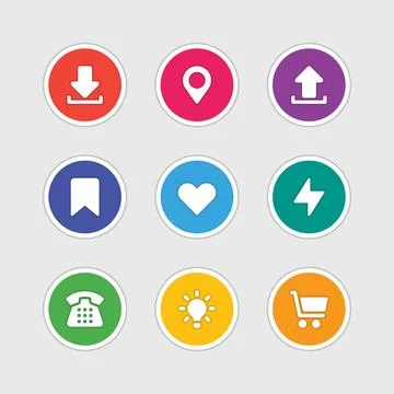 Icons in material design style vector sign and symbols Stock Illustration