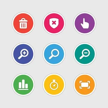 Icons in material design style vector sign and symbols Stock Illustration