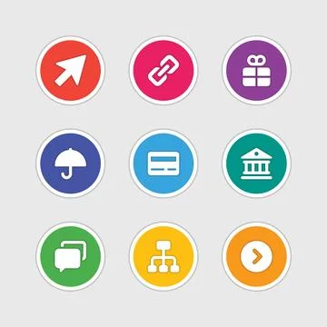 Icons in material design style vector sign and symbols Stock Illustration