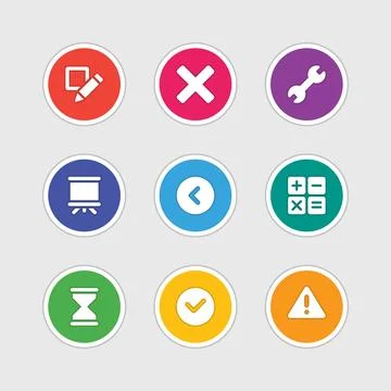 Icons in material design style vector sign and symbols Stock Illustration
