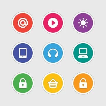 Icons in material design style vector sign and symbols Stockillustratie