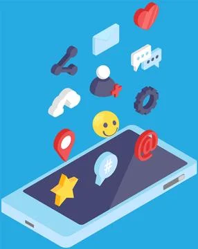 Icons for mobile devices. Basic gadget functions. Social media, Internet signs Illustrazione stock