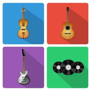 Icons with musical instruments Stock Illustration
