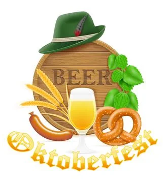 Icons objects and design elements for oktoberfest beer festival vector illust Illustrazione stock