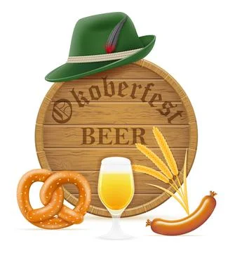 Icons objects and design elements for oktoberfest beer festival vector illust Stock Illustration