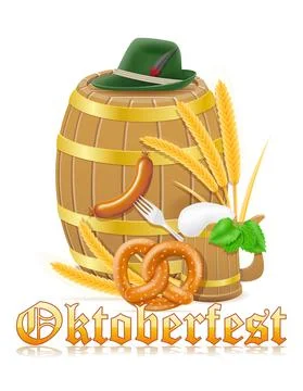 Icons objects and design elements for oktoberfest beer festival vector illust Stock Illustration