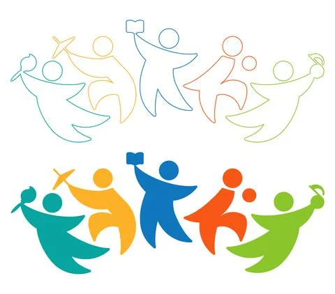 Icons outline and shape creative people artist, writer, athlete and musician. Stock Illustration
