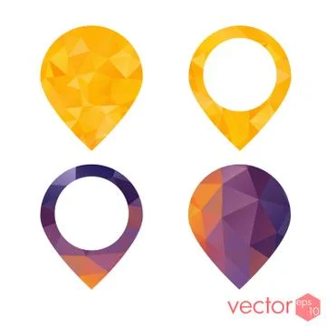 Icons place point navigation polygon style colored set Stock Illustration