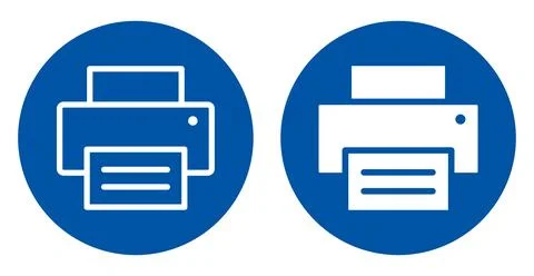 Icons of Printer with Document Outline for Digital and Print Media Use Stock Illustration