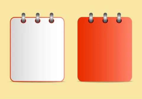Icons of the red notebook on the rings in two variants 스톡 일러스트