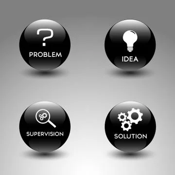 Icons representing the problem solving process Illustrazione stock