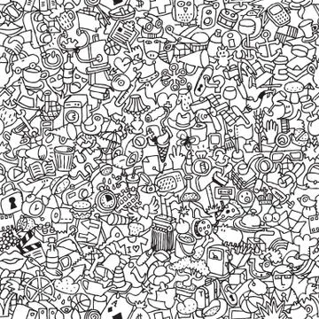 Icons seamless pattern in black and white イラスト素材