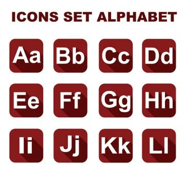 Icons set alphabet on the red background. Vector illustration Stock-Illustration