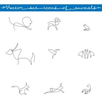 Icons set of animals Illustrazione stock