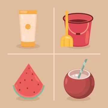 Icons set beach Illustrazione stock