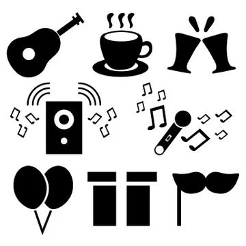 Icons Set of Birthday Party Elements. Vector illustration. 스톡 일러스트