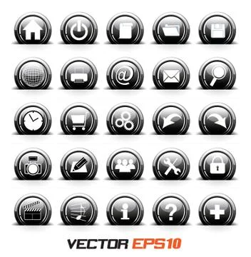 Icons set black Stock Illustration