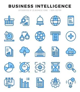 Icons set. Business Intelligence for web. app. vector illustration. Stockillustratie