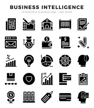 Icons set. Business Intelligence for web. app. vector illustration. Illustrazione stock