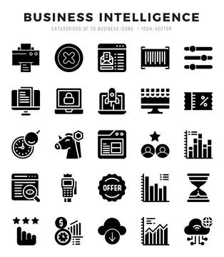 Icons set. Business Intelligence for web. app. vector illustration. Stock-Illustration