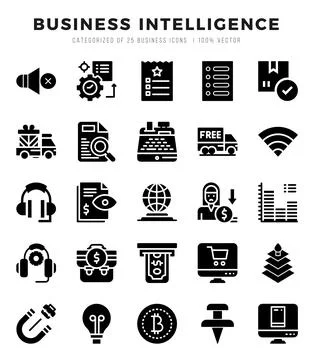 Icons set. Business Intelligence for web. app. vector illustration. イラスト素材