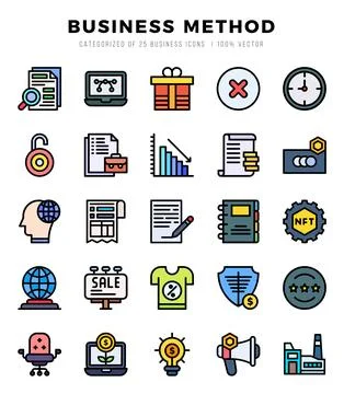 Icons set. Business Method for web. app. vector illustration. Stock Illustration