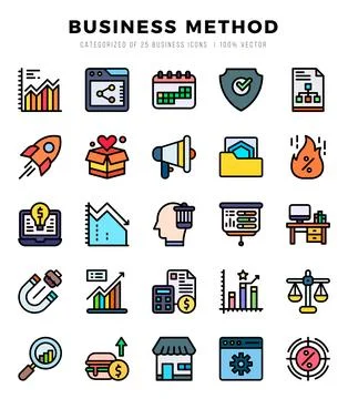 Icons set. Business Method for web. app. vector illustration. Stockillustratie