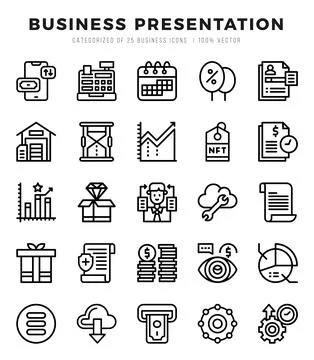 Icons set. Business Presentation for web. app. vector illustration. Stock Illustration