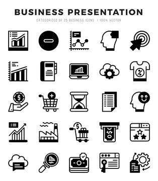 Icons set. Business Presentation for web. app. vector illustration. Stock Illustration