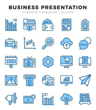 Icons set. Business Presentation for web. app. vector illustration. Stock Illustration
