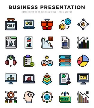 Icons set. Business Presentation for web. app. vector illustration. Illustrazione stock
