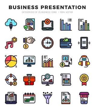 Icons set. Business Presentation for web. app. vector illustration. Stock Illustration