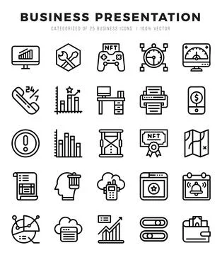 Icons set. Business Presentation for web. app. vector illustration. Stock Illustration
