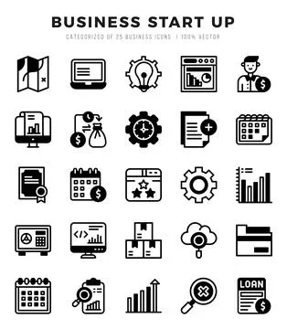 Icons set. Business Start Up for web. app. vector illustration. Stock Illustration