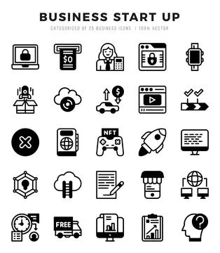 Icons set. Business Start Up for web. app. vector illustration. Stock-Illustration