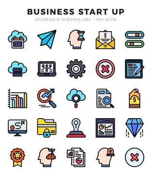 Icons set. Business Start Up for web. app. vector illustration. Ilustración de archivo