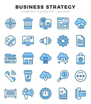 Icons set. Business Strategy for web. app. vector illustration. Stock Illustration