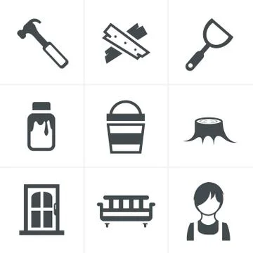 Icons set carpentry Stock Illustration