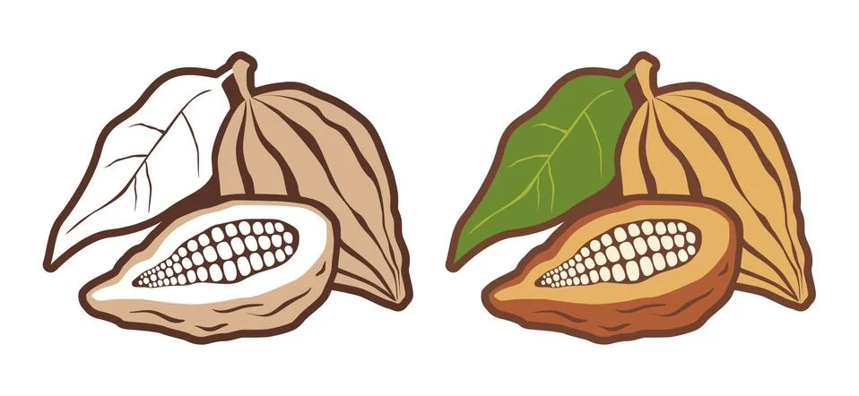 Icons set cocoa beans Illustration