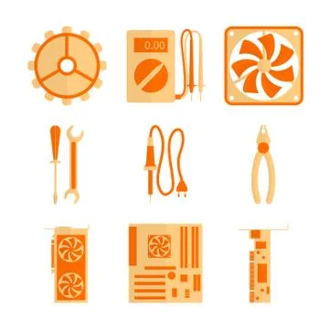 Icons set for computer repair Illustrazione stock