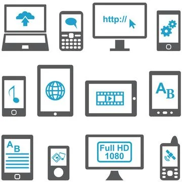 Icons set computers and mobile devices Icons set computers and mobile devi... Stock Photos