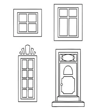 Icons set of different types of windows. Stock Illustration