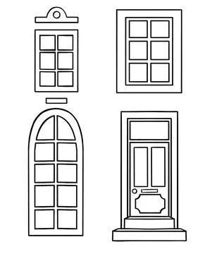 Icons set of different types of windows. Stock Illustration