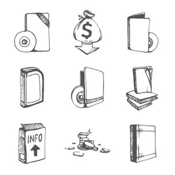 Icons set of empty books Stock Illustration