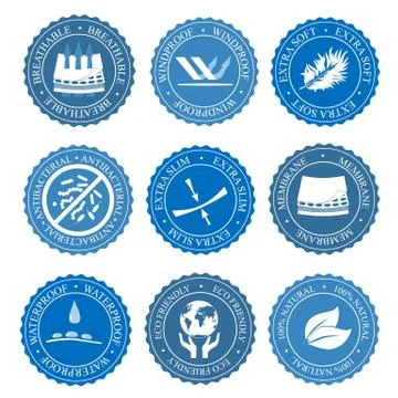 Icons set of fabric features. Vector collection Stock Illustration