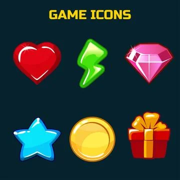 Icons set for game user interface Stock Illustration
