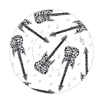 Icons set with guitars pattern, cupcakes form temlpate Illustrazione stock