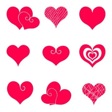 Icons set with hearts. Stock Illustration